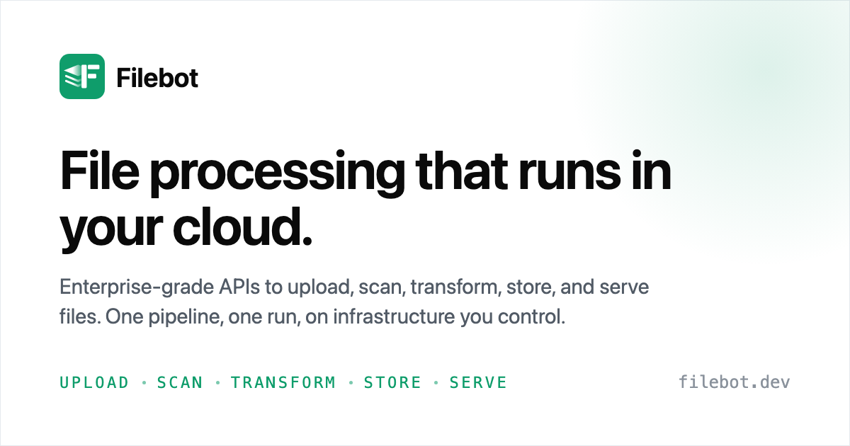 Filebot · Your whole file pipeline, one API call